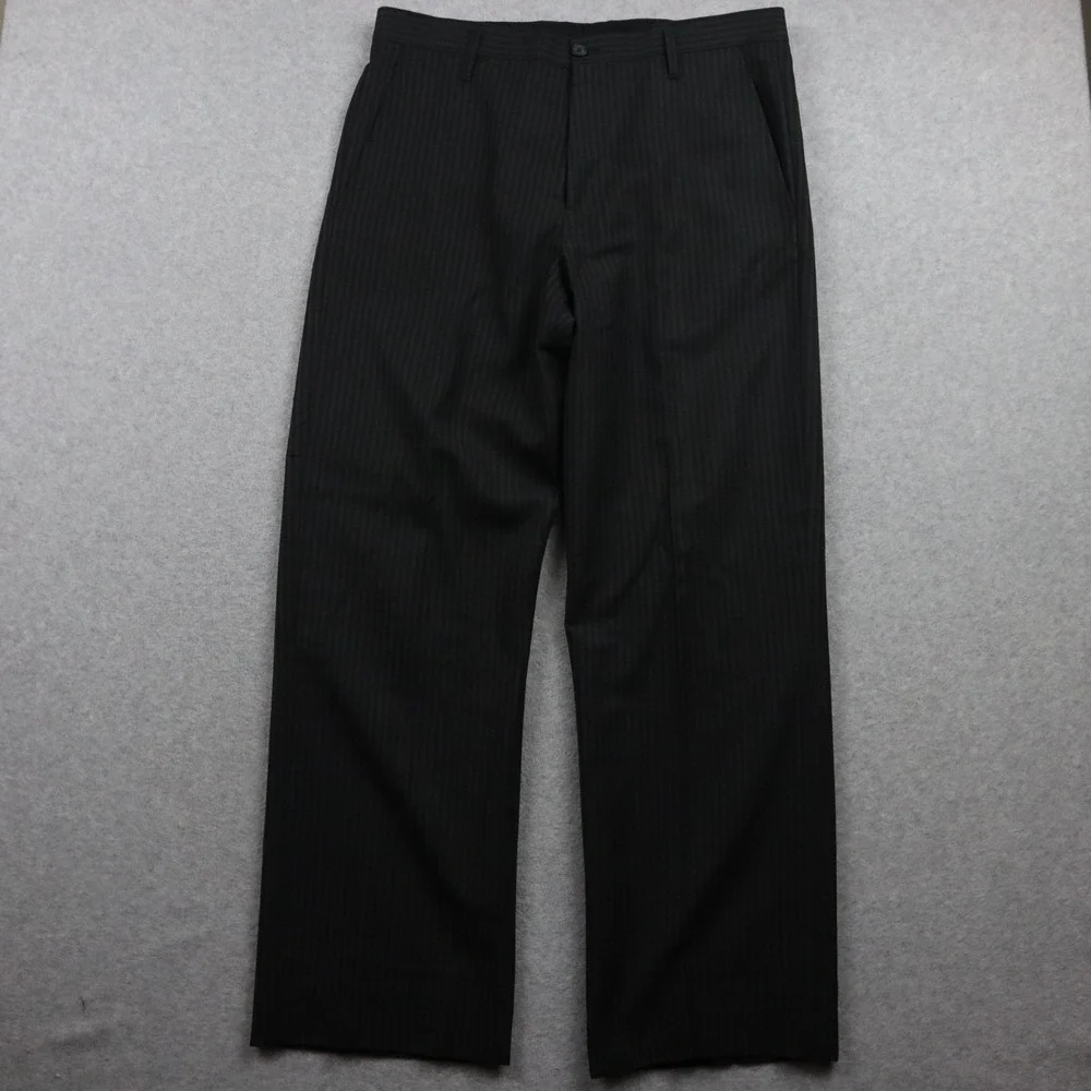 Marc Jacobs Pants Mens 36x30 Wool Dress Suit Formal Flat Front Dark Gray Striped
